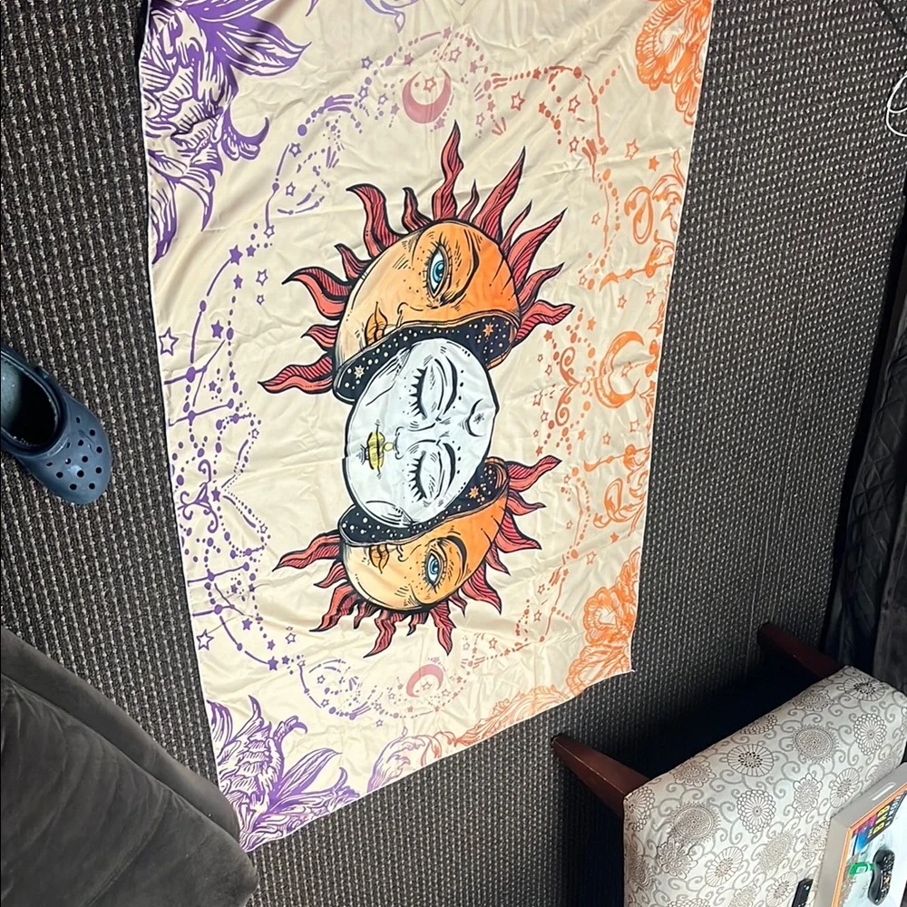 Sun and Moon Tapestry - Orange, Purple, Cream